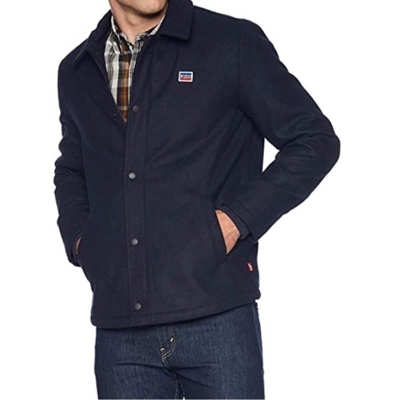 Levi's Other - Levi's Wool Blend Coaches Jacket Sherpa Lined Navy Blue Size Small